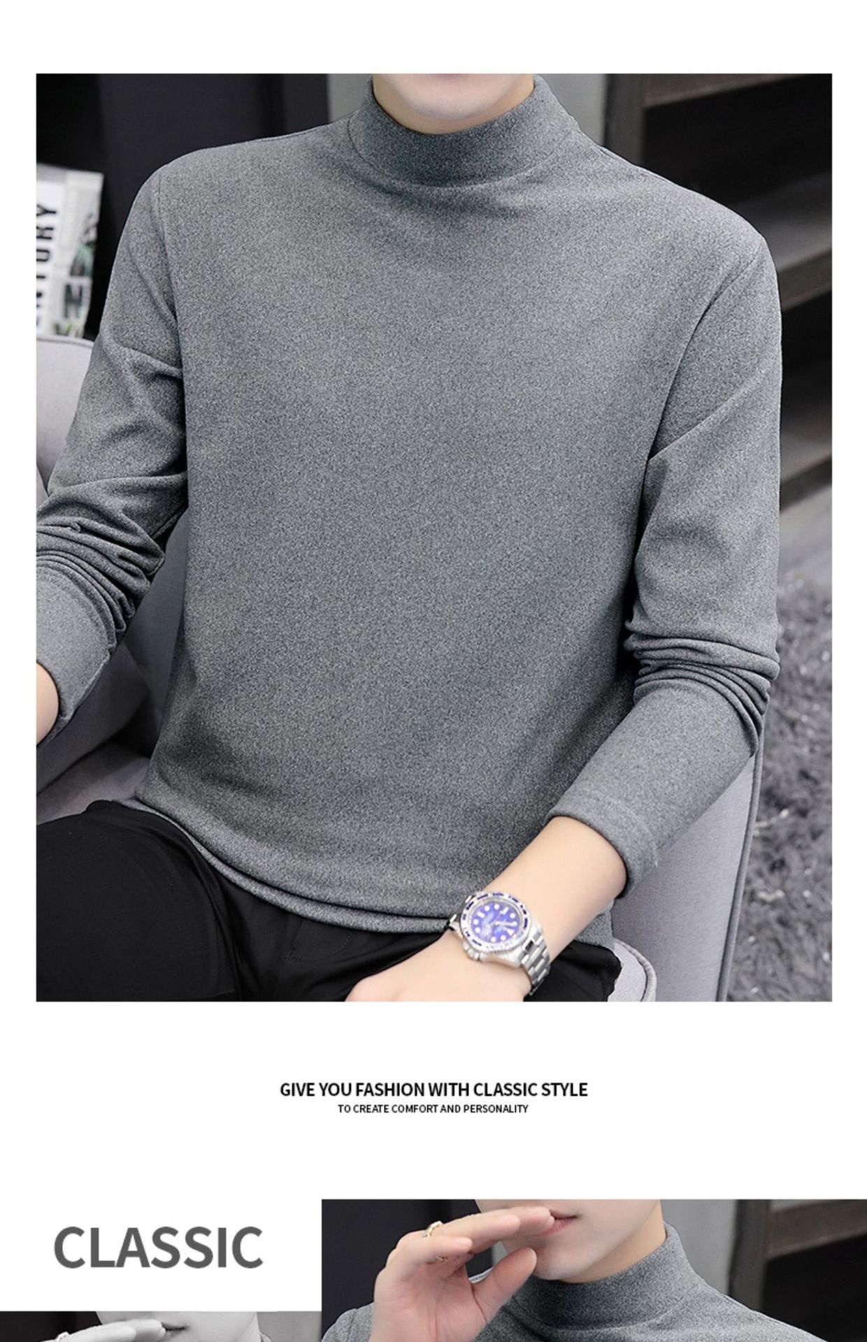 Jungen-Thermo-Langarmshirt mit halboffenem Rollkragen für Männer und Teenager, gefüttert mit dickem Fleece-Unterhemd_voghion.com