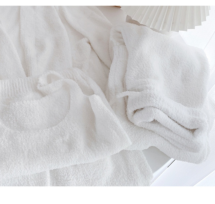 ChicShe Soft Fluffy Women's Pajamas Autumn Winter Three-Piece Set Thickened Cardigan Knitted Home Wear European And American_voghion.com