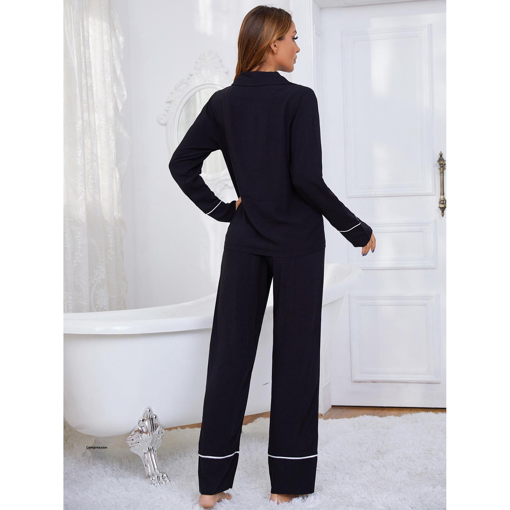 Pigiama da donna in stile europeo americano ChicShe, abbigliamento da casa per il commercio estero, cardigan a maniche lunghe primaverile e autunnale_voghion.com