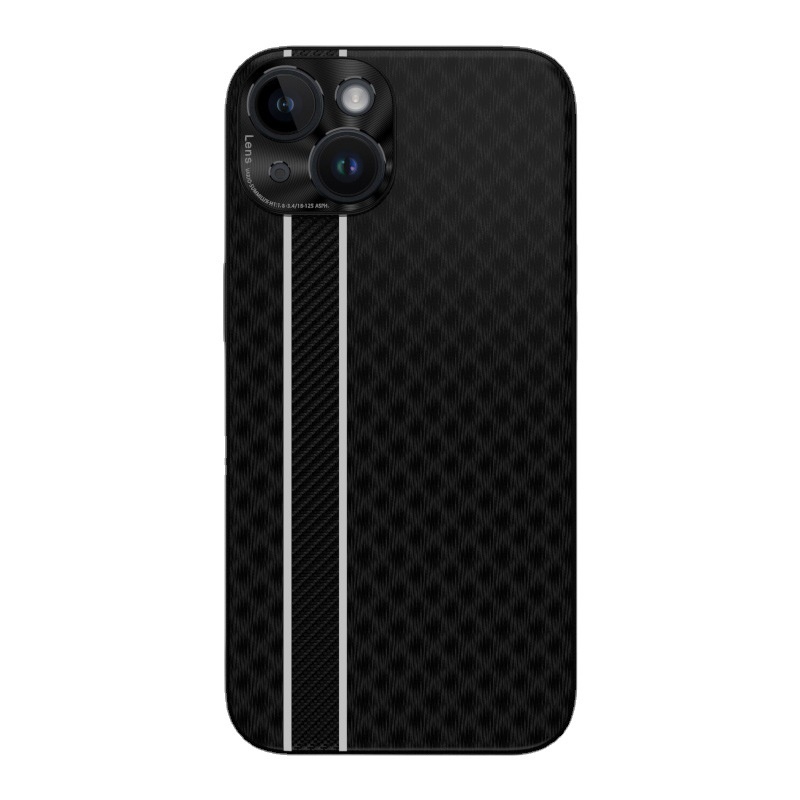 Custodia in fibra di carbonio TechGlobe Business per iPhone 15 Plus con strisce fluorescenti, custodia in pelle per iPhone 14 Pro Max, 13 XR_voghion.com