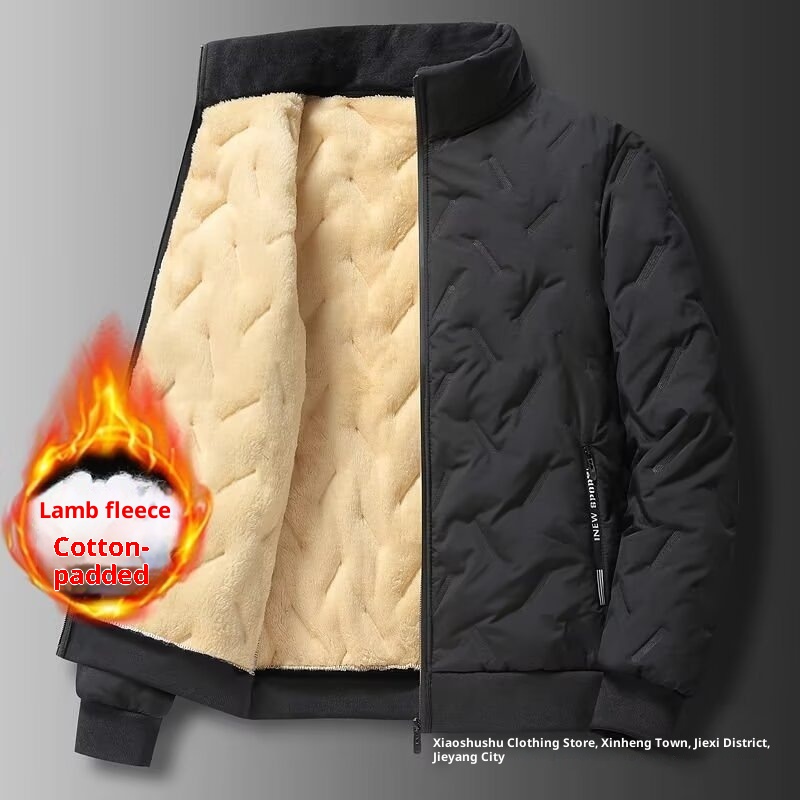 boy Source Manufacturer Plus Size Ultrasonic Lamb Wool Men's Warm Thickened Coat Casual Loose Outerwear Cotton Padded Jacket_voghion.com