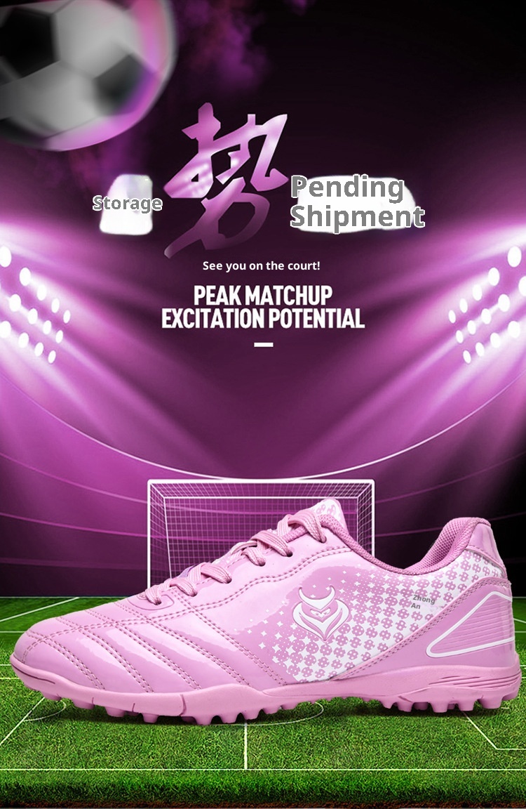 ShoeGlobe Children's For Girls, Korean Style Studded Shoes, New Boys And Girls Pink Soccer Training Shoes With Broken Studs_voghion.com