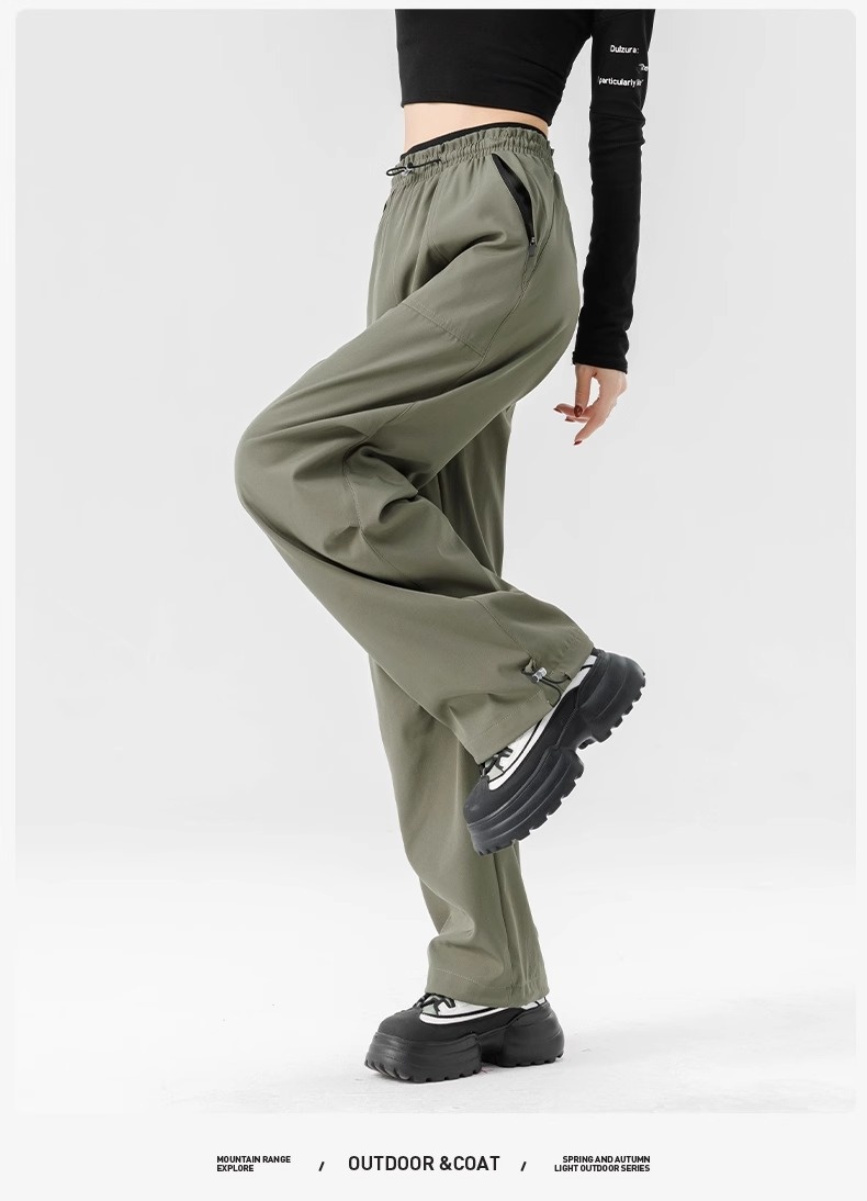 001 Woodpecker Pantalones casuales de verano para mujer, largos, con cordón, sencillos, de cintura alta, adelgazantes, de pierna ancha, para exteriores, para hombre_voghion.com