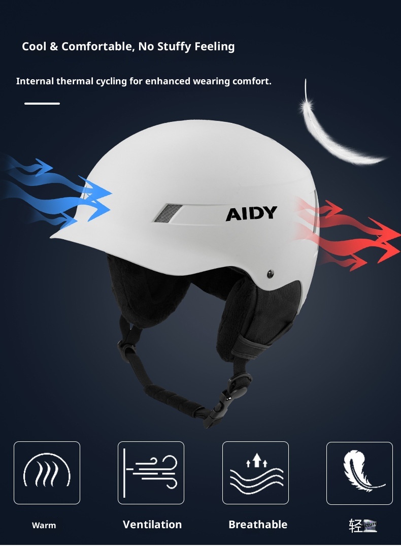 001 En stock Venta al por mayor y al por menor Casco de snowboard AIDY Cálido Transpirable Unisex Interior Exterior Esquí Deportes_voghion.com