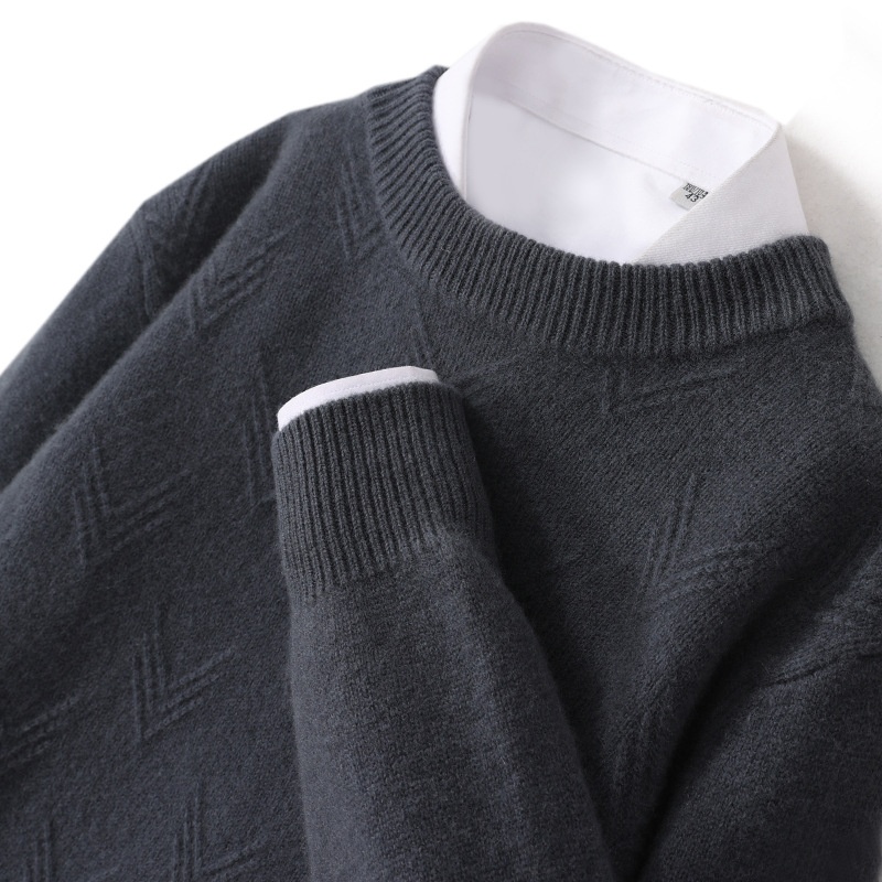 ragazzo ragazzo ragazzo autunno inverno nuovo 100% lana da uomo maglione girocollo caldo spesso camicia di base lavorata a maglia casual_voghion.com