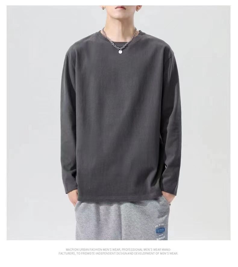 Maglietta a maniche lunghe da uomo in tinta unita, outfit da coppia, maglietta in stile giapponese, intimo, felpa girocollo_voghion.com