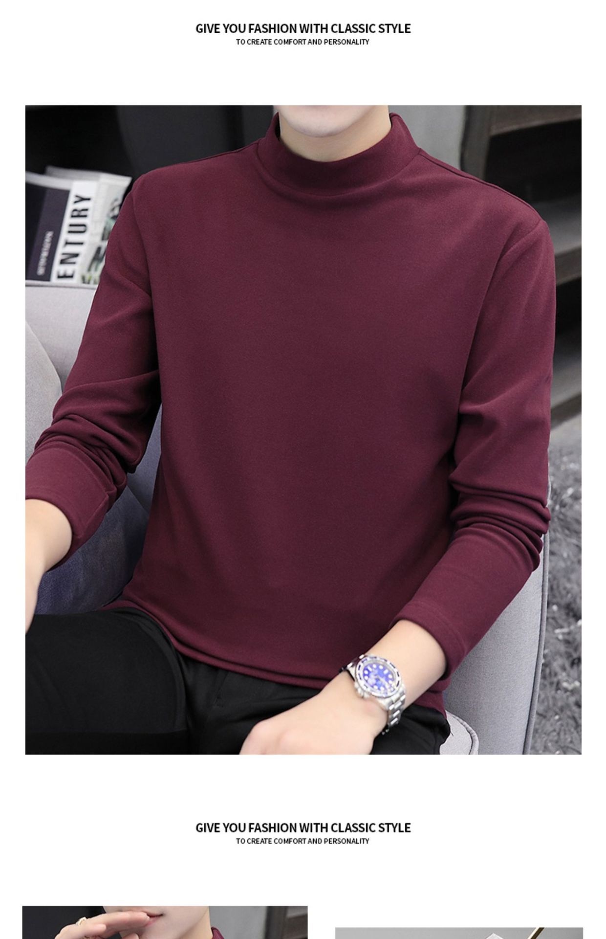 Jungen-Thermo-Langarmshirt mit halboffenem Rollkragen für Männer und Teenager, gefüttert mit dickem Fleece-Unterhemd_voghion.com