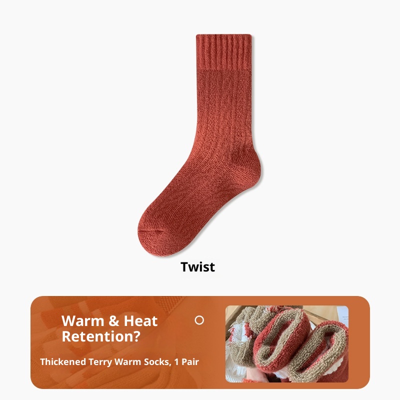 Lillian Thick For Women, Autumn And Mid-Calf Socks, 2024 New Winter Fleece-Lined Thickened Warm Red Christmas Terry Long Socks_voghion.com