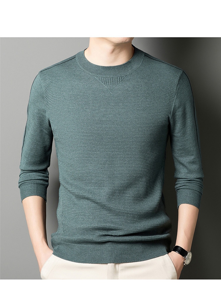 boy Thin Long Sleeve Knitted Wool For Men, Spring And Autumn, Round Neck, Casual Versatile Stretchy Trendy Fashion Base_voghion.com