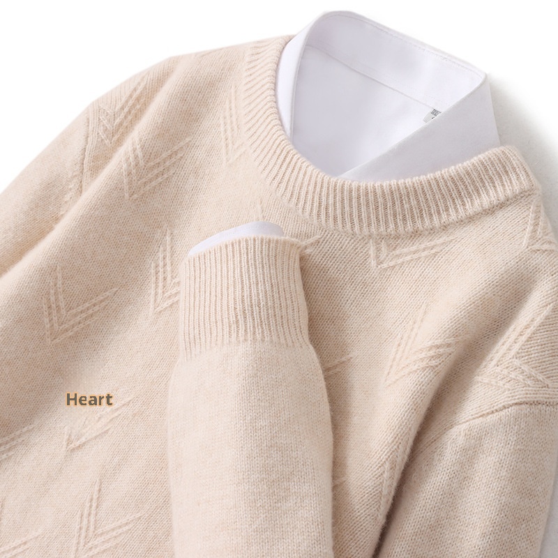 ragazzo ragazzo ragazzo autunno inverno nuovo 100% lana da uomo maglione girocollo caldo spesso camicia di base lavorata a maglia casual_voghion.com