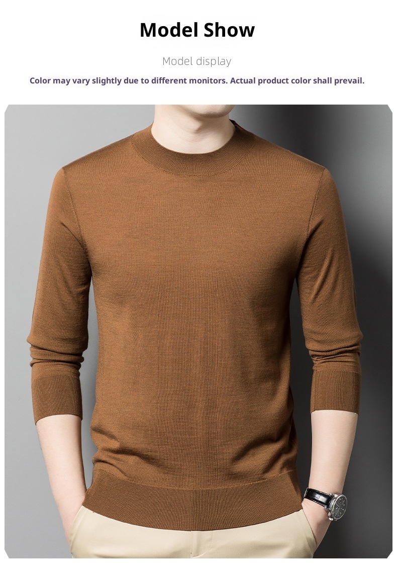 Maglione da uomo in lana lavorata a maglia a collo alto, sottile e lavabile in lavatrice, di alta qualità, per uomini giovani e di mezza età_voghion.com