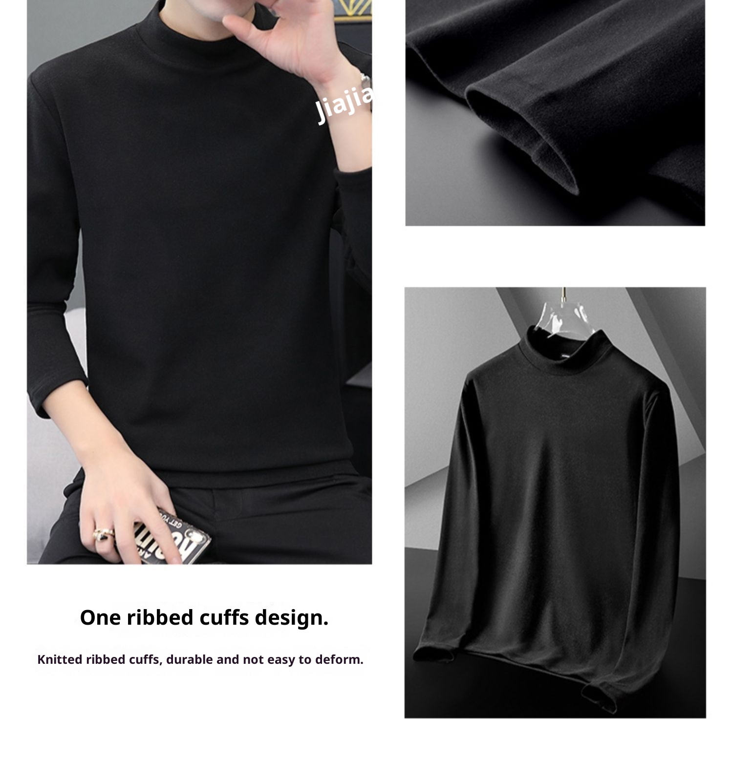 Jungen-Thermo-Langarmshirt mit halboffenem Rollkragen für Männer und Teenager, gefüttert mit dickem Fleece-Unterhemd_voghion.com