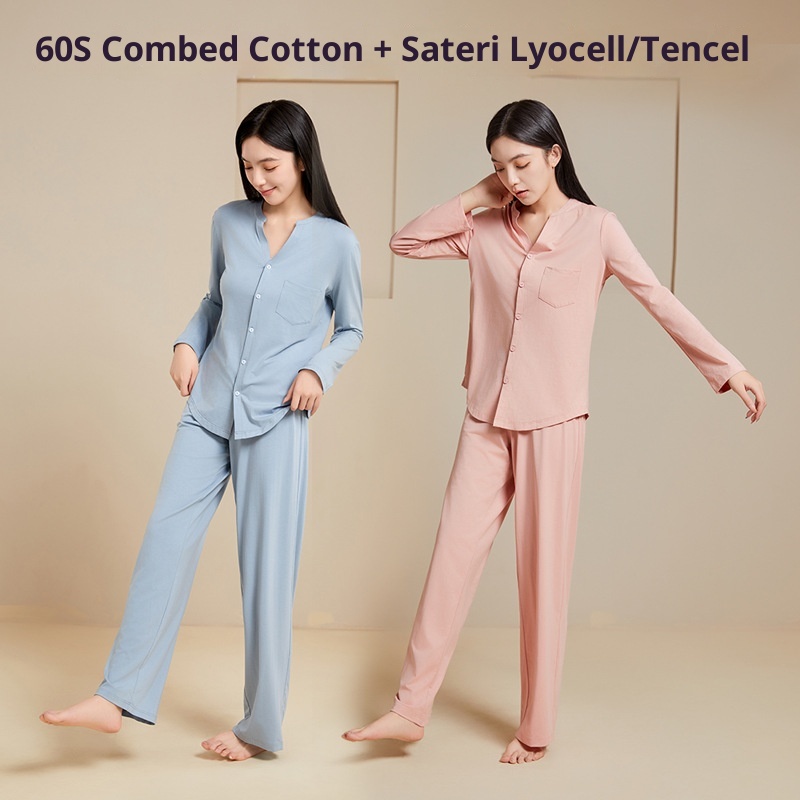 ChicShe Classe A Pigiama da donna in Tencel, traspirante, antibatterico, a maniche lunghe, autunnale, in cotone, per la casa, Xinjiang_voghion.com