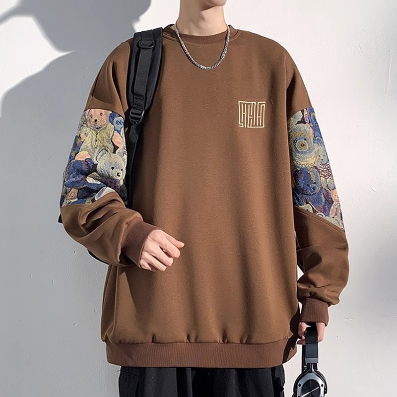 boy Embroidered Chinese Style Sweatshirt Long Sleeve T-Shirt Men's Spring Autumn 2023 New Pullover Trendy Brand Crew Neck_voghion.com