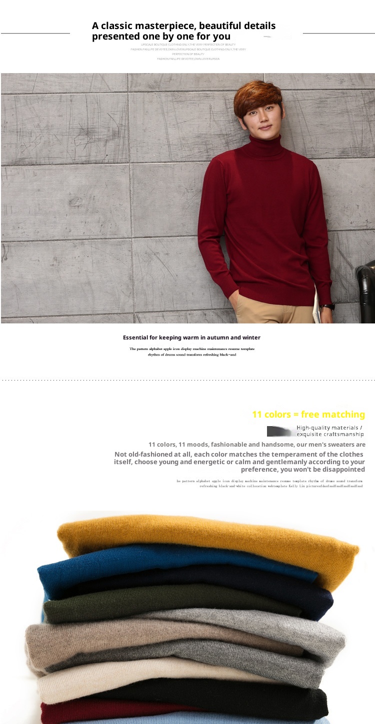 boy Boy Boy Autumn Winter Men's Turtleneck Pullover Turn-down Collar Wool Long Sleeve Plus Size Cashmere Knitted Sweater Base Layer_voghion.com