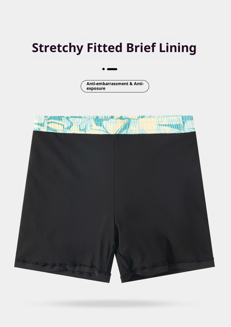 001 001 Swim Trunks Men's Boxer Five-Point Swimsuit Set Anti-Embarrassment New Professional Beach Adult Swimming Gear_voghion.com