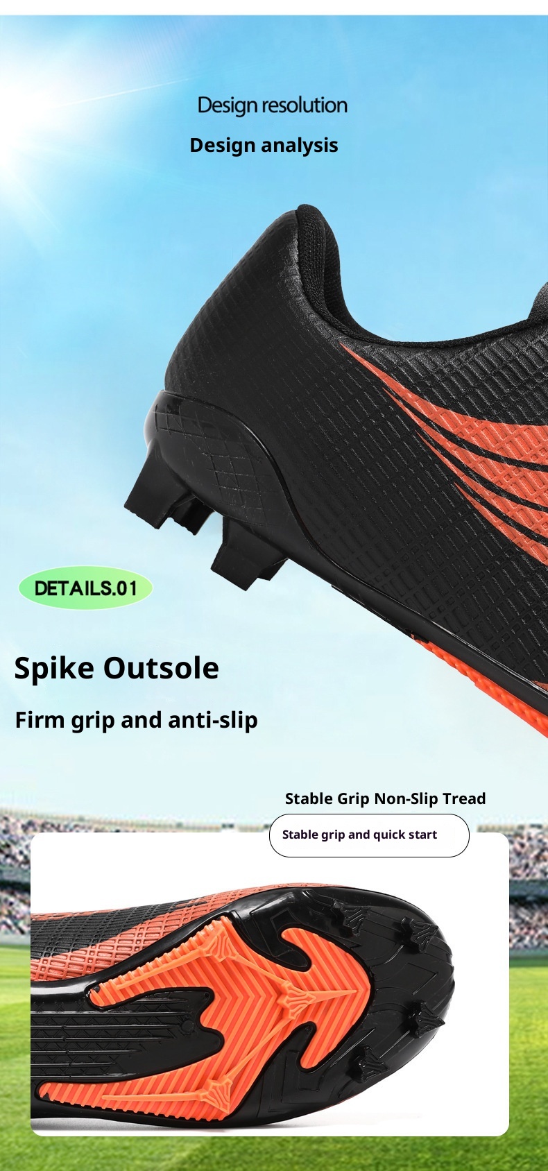 ShoeGlobe Scarpe da calcio basse corte da allenamento in pelle con superficie chiodata e antiscivolo per ragazzi e ragazze_voghion.com