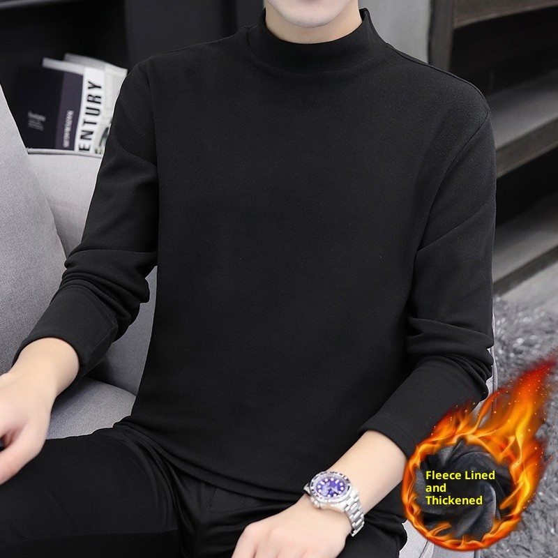 Jungen-Thermo-Langarmshirt mit halboffenem Rollkragen für Männer und Teenager, gefüttert mit dickem Fleece-Unterhemd_voghion.com