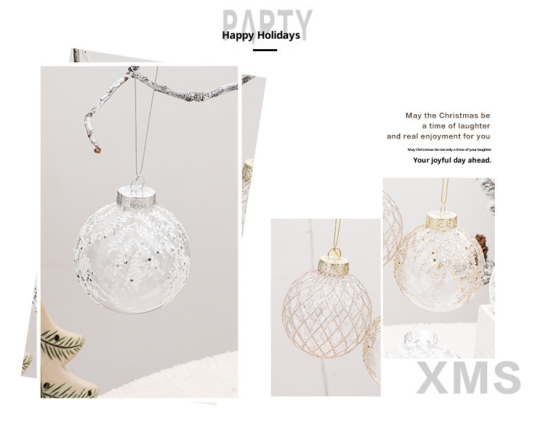 Decorazioni per l'albero di Natale con palline trasparenti in PET dipinte a mano da 8 cm/9 pezzi di Lillian Cross-Border_voghion.com