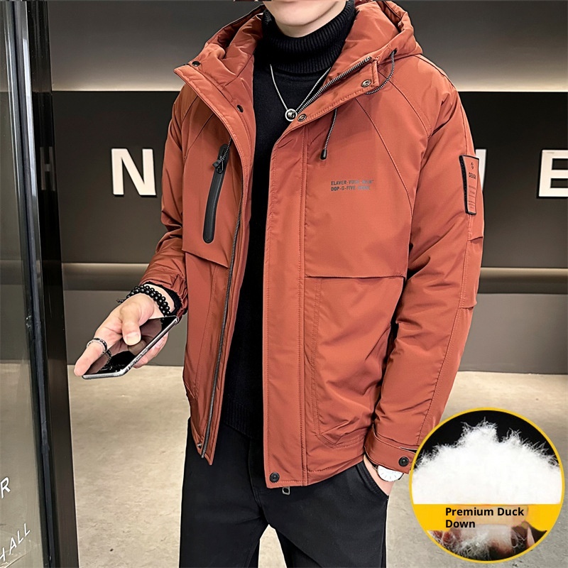 Winterdaunenjacke im gleichen Stil für Herren, trendige Marke, attraktive Kapuzenjacke, Arbeitskleidung, dicker, warmer Mantel_voghion.com
