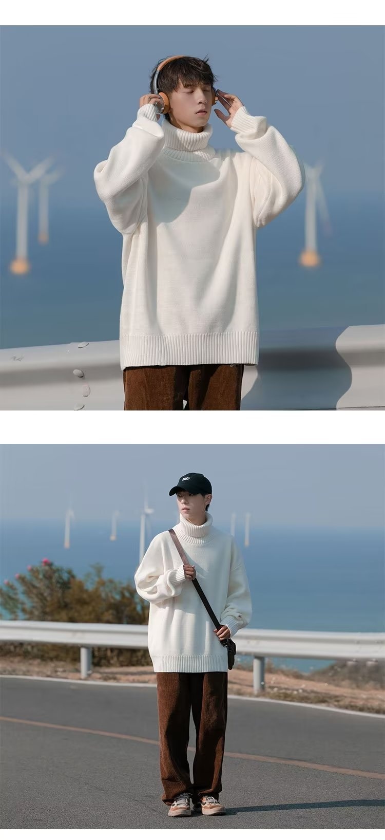 boy Turtleneck For Men Winter New Style Lazy High-End Feel Men's Base Shirt Thick Loose Inner Knitted Sweater_voghion.com