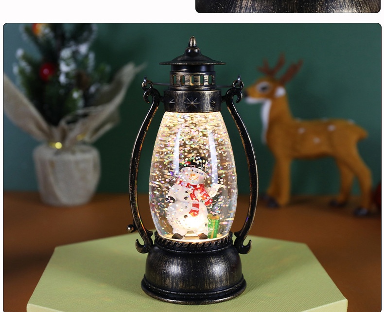 Lillian Decorations Crystal Ball Glowing Handheld Oil Lamp Snow Floating Light Gift Christmas Tabletop Ornament_voghion.com