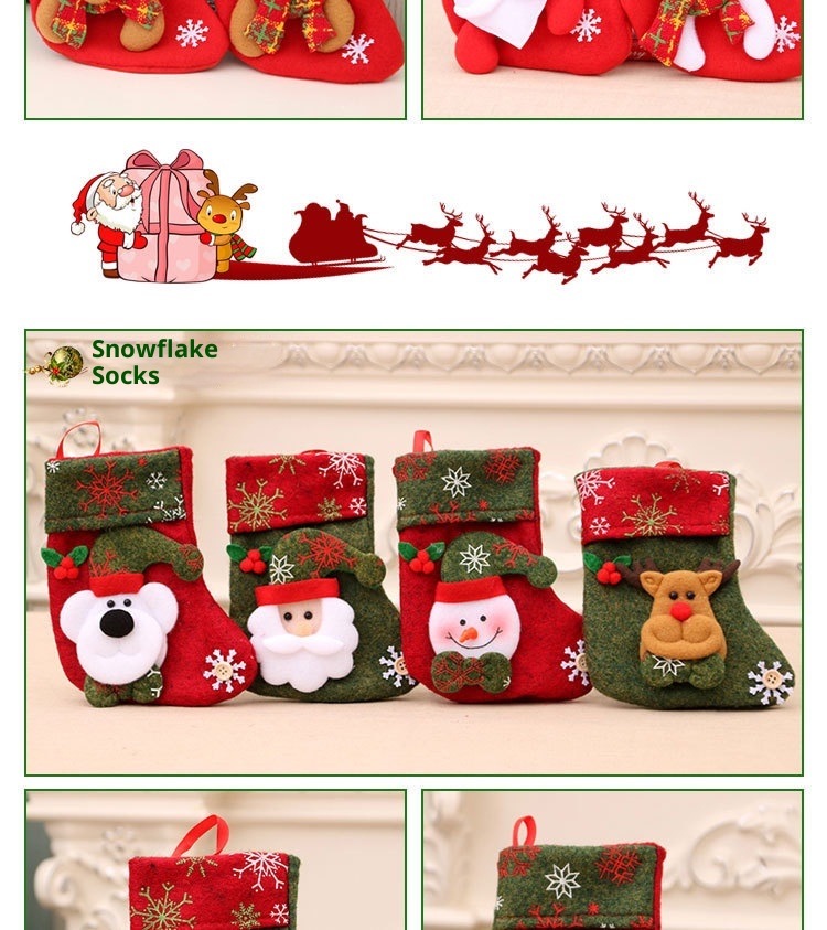 Fournitures de décoration Lillian : Chaussettes de Noël, décorations pour sapin, bas de Noël, sacs cadeaux_voghion.com