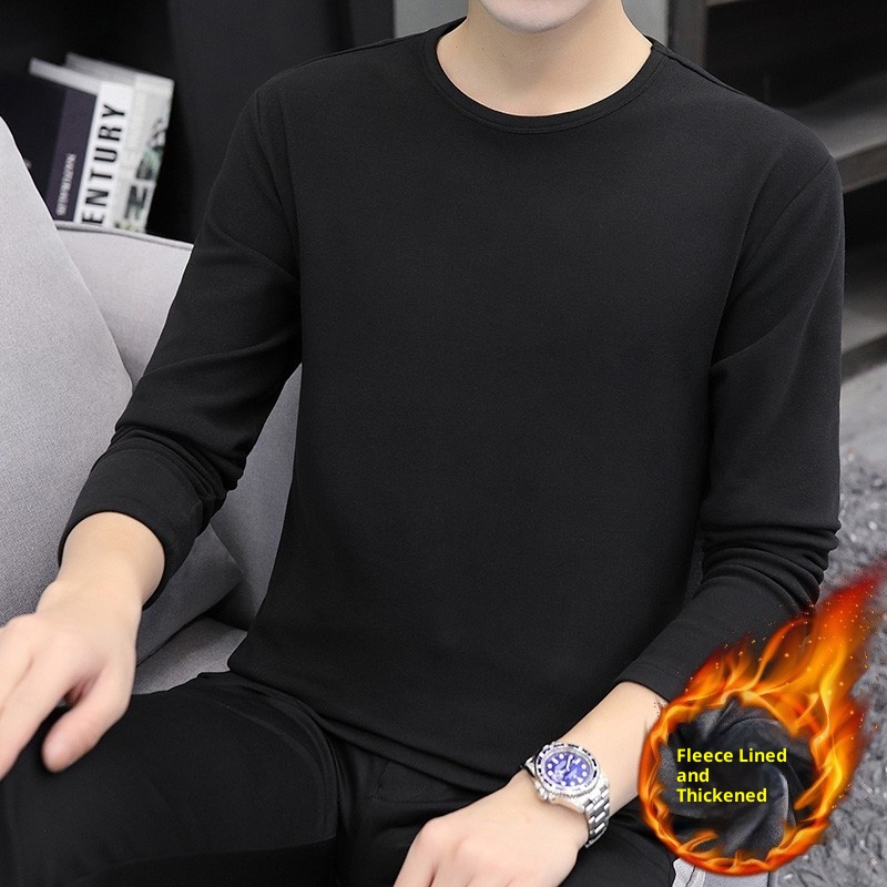 Jungen-Thermo-Langarmshirt mit halboffenem Rollkragen für Männer und Teenager, gefüttert mit dickem Fleece-Unterhemd_voghion.com