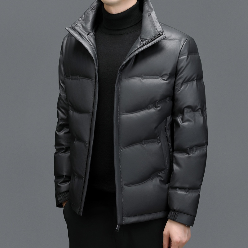 boy Plus Size Casual Sheepskin Warm Thick Genuine Leather Men's Coat Dad's Down Jacket_voghion.com