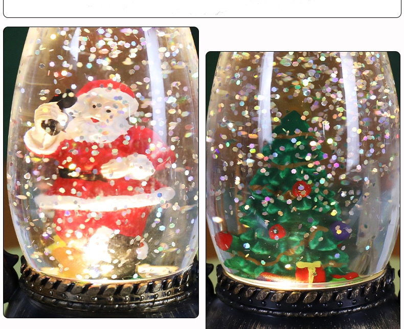 Lillian Decorations Crystal Ball Glowing Handheld Oil Lamp Snow Floating Light Gift Christmas Tabletop Ornament_voghion.com