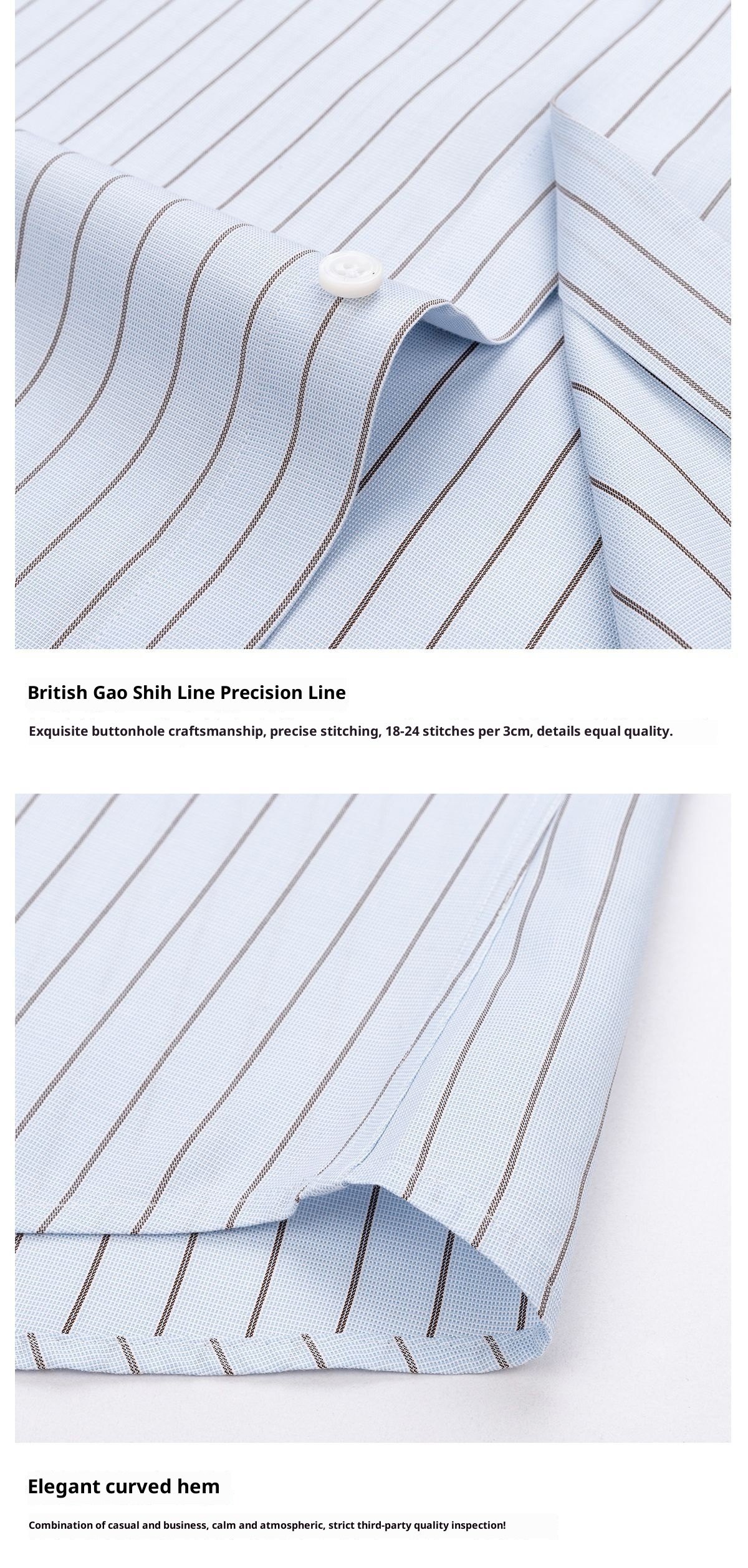 ForMen DP Bügelfreies, leichtes und hochwertiges Business-Casual-Hemd aus Maulbeerseide mit blauen Streifen, 200 Fäden pro Zoll._voghion.com