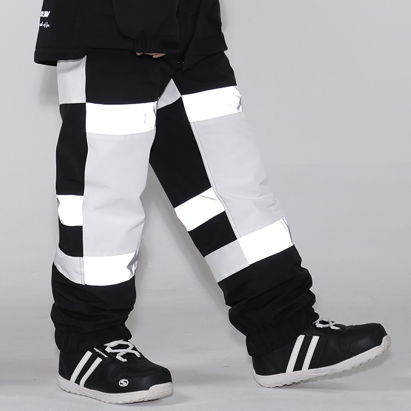 001 Gsousnow Luminous Color Block Snow Unisex 2021 Waterproof Warm Snowboard Pants_voghion.com