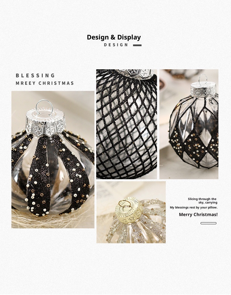 Lillian Electroplated Ball 8cm Christmas Tree Pendant Champagne Color Hanging Ornament Decoration Set 6cm Gold Wholesale_voghion.com