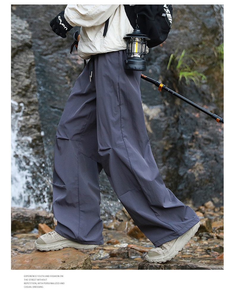 001 Outdoor Hiking Functionele rechte broek voor mannen en vrouwen, snel drogende casual losse waterdichte trekkingbroek met wijde pijpen,_voghion.com