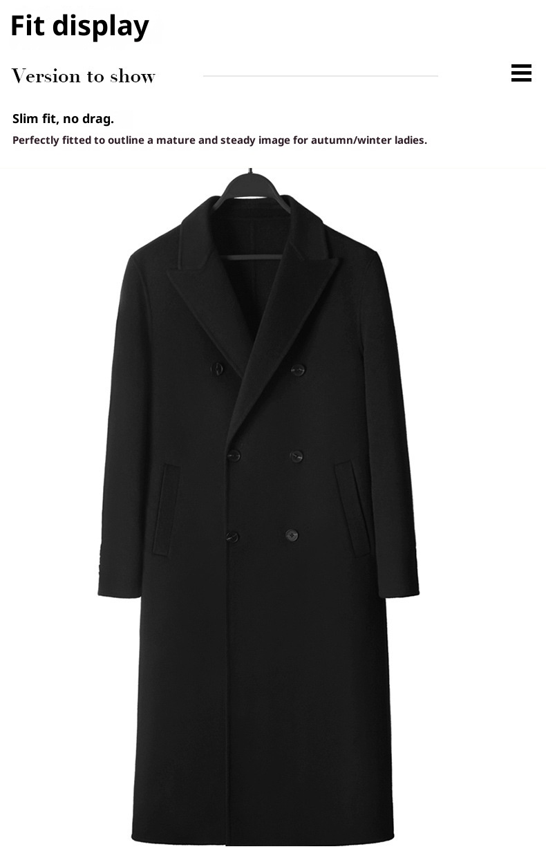 Jongen Lente Verdikte Dubbelzijdige Wol Voor Heren, Lange Overknee High-End Casual Britse Stijl Heren Wollen Jas_voghion.com