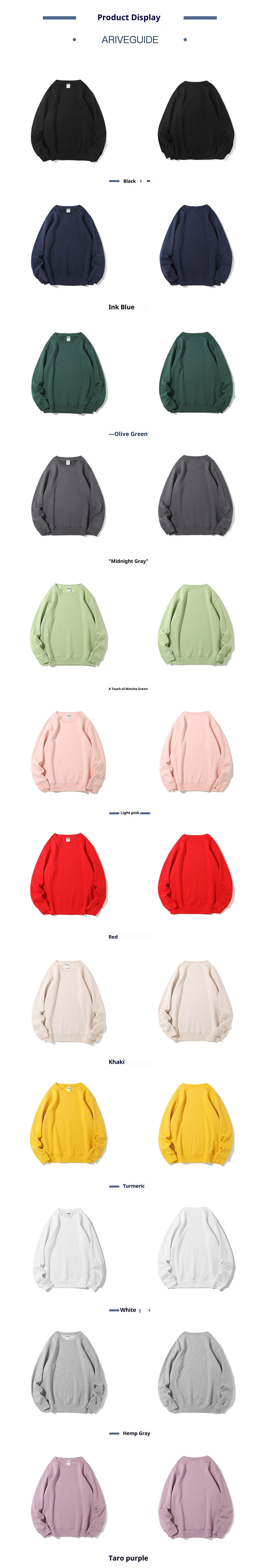 boy AG Plain Crew Neck Solid Color Fleece Arrive Guide Sweatshirt Autumn Winter AG024Y1_voghion.com