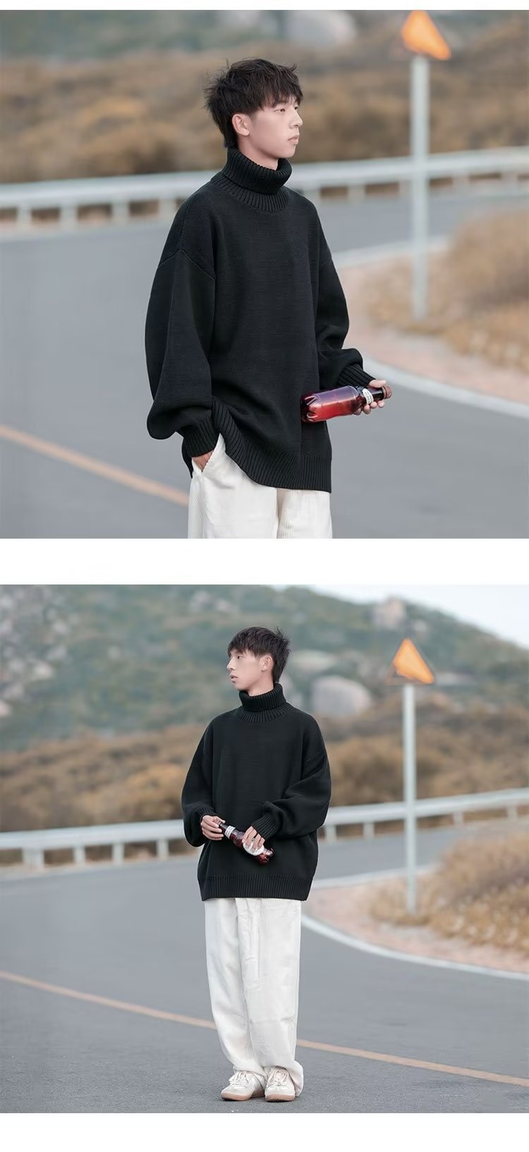 boy Turtleneck For Men Winter New Style Lazy High-End Feel Men's Base Shirt Thick Loose Inner Knitted Sweater_voghion.com