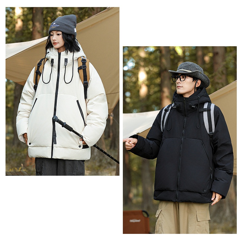 boy Workwear Hooded Short Jacket Men's High-end Warm 90 Down Windproof Heat-retaining Winter Coat Outerwear_voghion.com