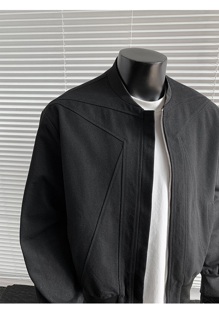 boy Black Warrior Heavy Canvas Flight Jacket Men's Autumn Bomber Inverted Triangle Silhouette Washed Vintage Cotton Coat_voghion.com