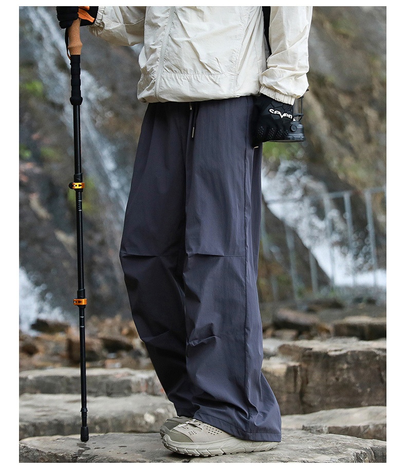 001 Outdoor Hiking Functionele rechte broek voor mannen en vrouwen, snel drogende casual losse waterdichte trekkingbroek met wijde pijpen,_voghion.com