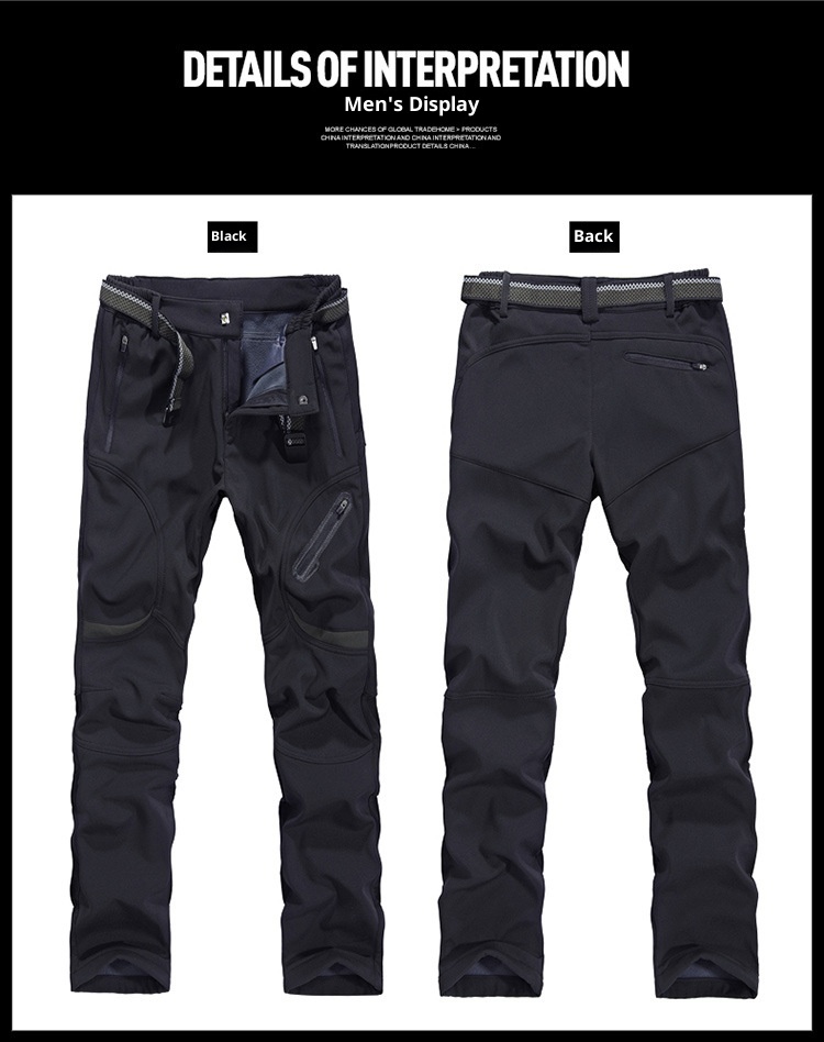 001 Outdoor Soft Shell Plus Extra Large Man Big Size Four-Way Stretch Fat Gothic Style Cargo Fleece-Lined Pants_voghion.com