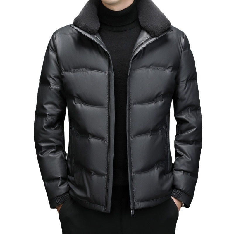 boy Plus Size Casual Sheepskin Warm Thick Genuine Leather Men's Coat Dad's Down Jacket_voghion.com