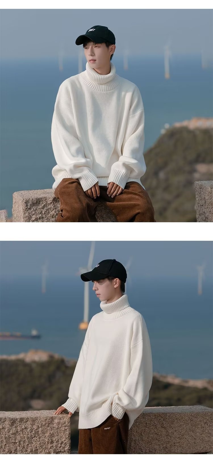 boy Turtleneck For Men Winter New Style Lazy High-End Feel Men's Base Shirt Thick Loose Inner Knitted Sweater_voghion.com