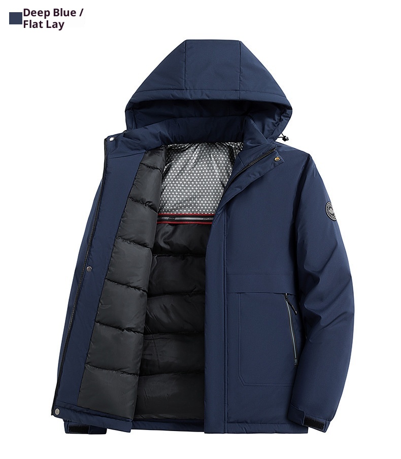 Jaqueta masculina de inverno com capuz, estilo softshell, em algodão espesso com grafeno._voghion.com