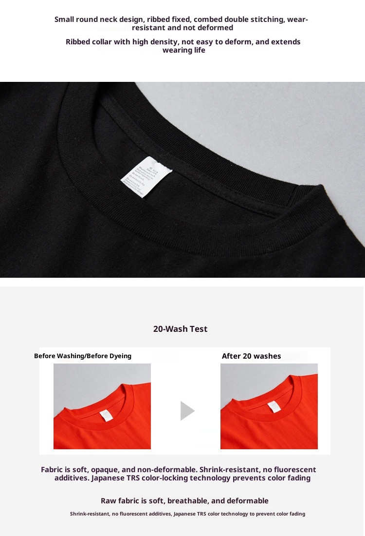 T-shirt unisexe à manches longues, col rond, 250 g, en pur coton japonais épais, coupe ample, sans coutures, fond blanc._voghion.com