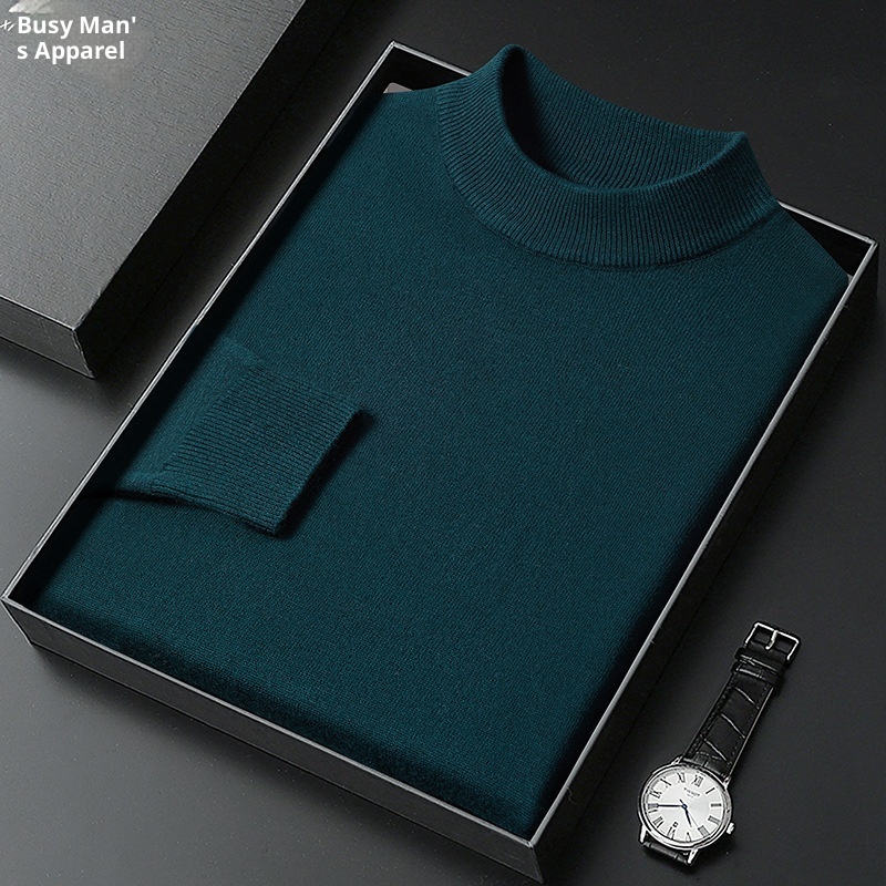 boy Cross-Border Foreign Trade Live Semi-High Collar Long Sleeve Knitted Sweater Men's Autumn Winter New Solid Color Warm_voghion.com