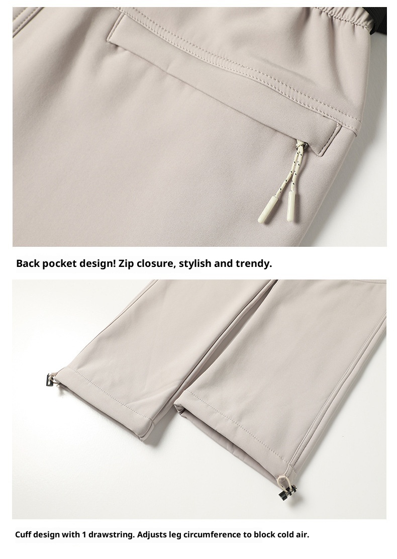 001 Winddichte und wasserdichte, mit Thermofleece gefütterte, dicke, lange Softshell-Wanderhose für Damen und Herren, Herbst und Winter_voghion.com