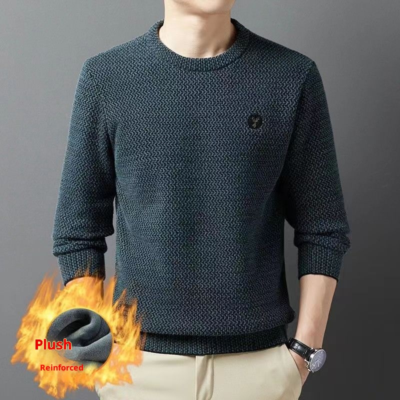 ragazzo Ragazzo Ragazzo Live Maglione lavorato a maglia invernale foderato in pile, collo rotondo, strato di base ispessito, abbigliamento da uomo Dropshipping_voghion.com