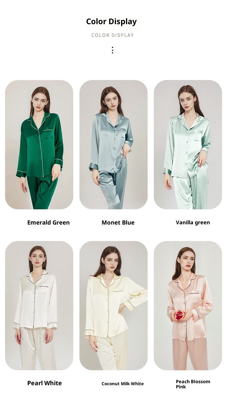 ChicShe European And American Plus Size Pajamas For Women Summer New Sleeve Long Pants 100% Mulberry Silk Thin Homewear Set_voghion.com