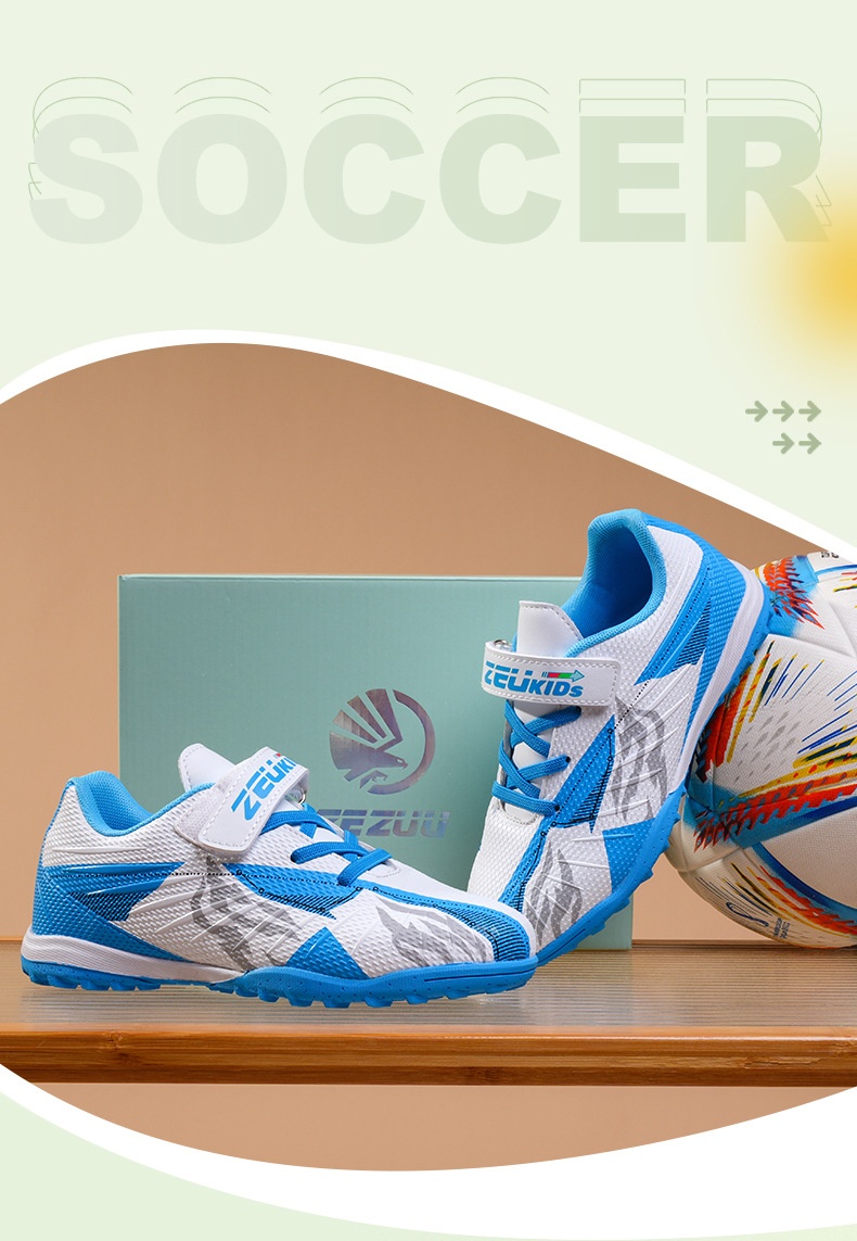 ShoeGlobe Zhizu Brand Soccer Children, No-Tie Shoelaces, Buckle TF Rubber Sole, Artificial Turf Training Shoes For Primary And_voghion.com